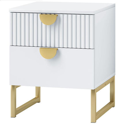 Elegant Two-Drawer Bedside Table - White