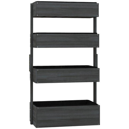 Four-Tier Basket Wooden Plant Stand - Grey