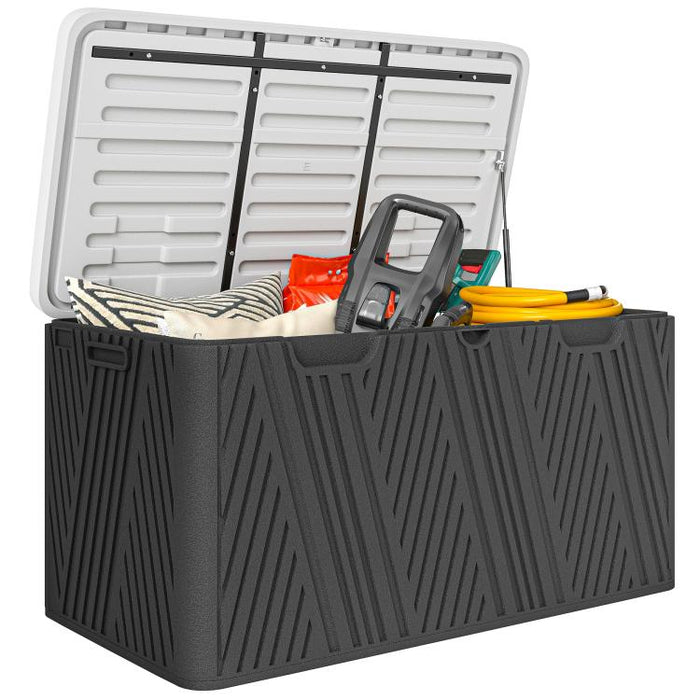 380L Waterproof Outdoor Storage Box, with Lockable Lid - Black