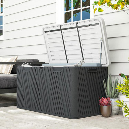 380L Waterproof Outdoor Storage Box, with Lockable Lid - Black