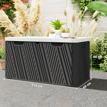 380L Waterproof Outdoor Storage Box, with Lockable Lid - Black