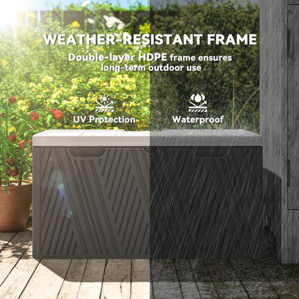 380L Waterproof Outdoor Storage Box, with Lockable Lid - Black