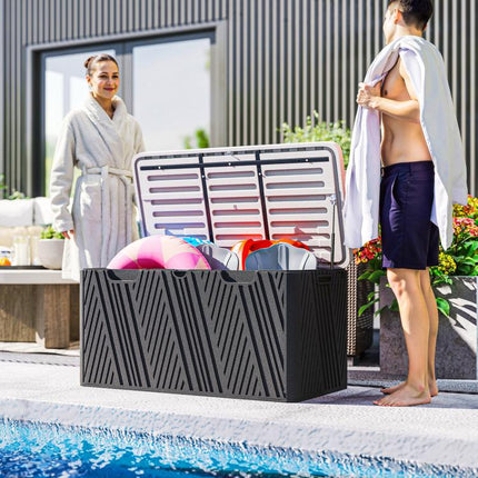 380L Waterproof Outdoor Storage Box, with Lockable Lid - Black