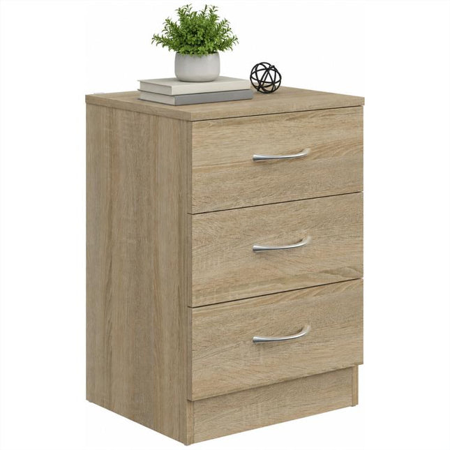 Keep Night-Time Essentials Close – Oak-Effect 3-Drawer Bedside Table