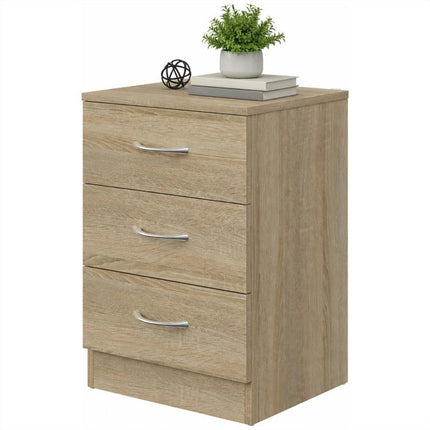 Three-Drawer Simple Bedside Table - Oak