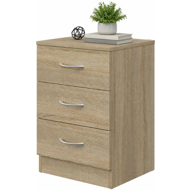 Keep Night-Time Essentials Close – Oak-Effect 3-Drawer Bedside Table