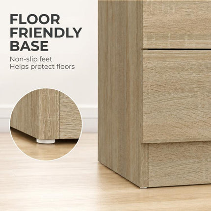 Three-Drawer Simple Bedside Table - Oak