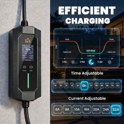 EV Charger 7kW Type 2 to Blue CEE 32A Plug with UK 3 Pin Adapter 10m