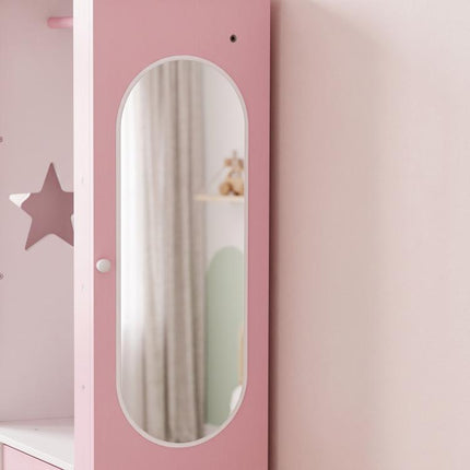 Kids Wardrobe, Children Dress Up Storage, Lighted Mirror, Pink