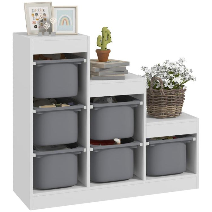 Toy Storage Organiser, Three-Layer Kids Toy Storage Units, with Removable Bins, for Ages 3-8 Years, Grey