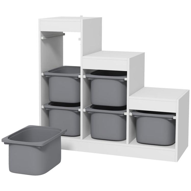 Toy Storage Organiser, Three-Layer Kids Toy Storage Units, with Removable Bins, for Ages 3-8 Years, Grey