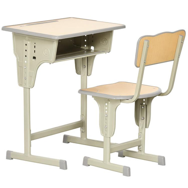 Height Adjustable Study Desk and Chair Set Storage Bag Hook Pen Holder Ages 6-12