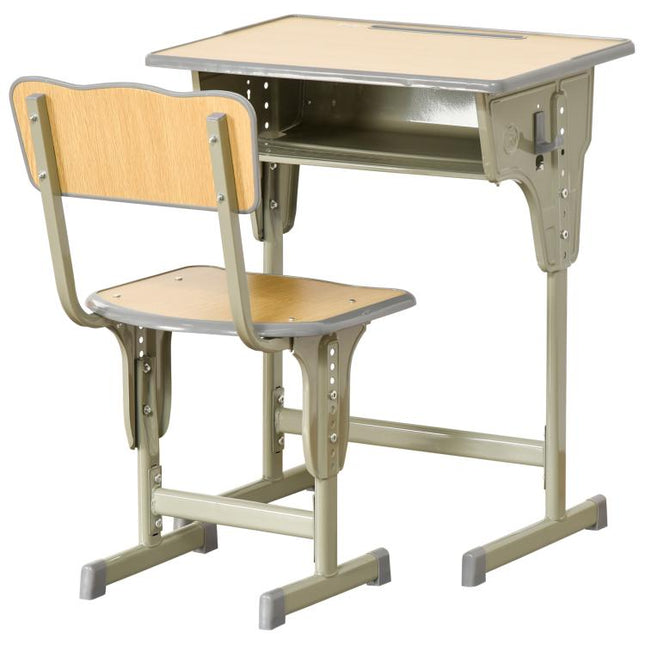 Height Adjustable Study Desk and Chair Set Storage Bag Hook Pen Holder Ages 6-12