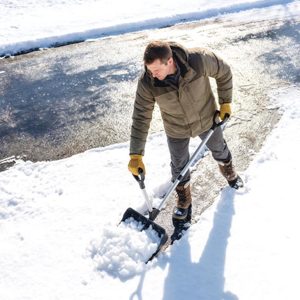 Heavy-Duty Snow Shovel with Assist Handle, Portable Snow Pusher with 45cm Wide Blade, Detachable Aluminium Handle