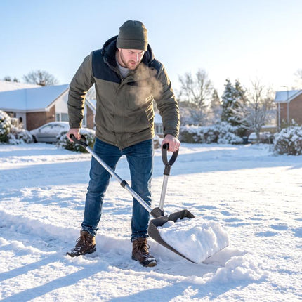 Heavy-Duty Snow Shovel with Assist Handle, Portable Snow Pusher with 45cm Wide Blade, Detachable Aluminium Handle