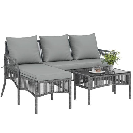Make Outdoor Lounging a Treat – 3-Piece Rattan Corner Sofa Set