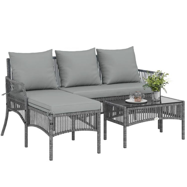 Make Outdoor Lounging a Treat – 3-Piece Rattan Corner Sofa Set