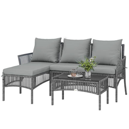 Make Outdoor Lounging a Treat – 3-Piece Rattan Corner Sofa Set