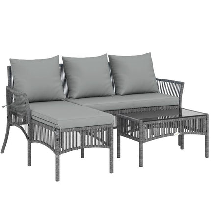 Make Outdoor Lounging a Treat – 3-Piece Rattan Corner Sofa Set