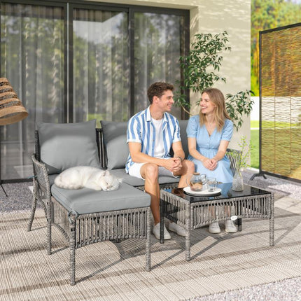 Make Outdoor Lounging a Treat – 3-Piece Rattan Corner Sofa Set