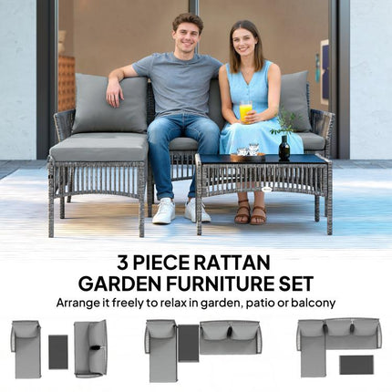Make Outdoor Lounging a Treat – 3-Piece Rattan Corner Sofa Set