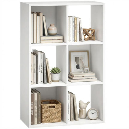 Style Your Space, Store More – 6-Compartment White Bookcase