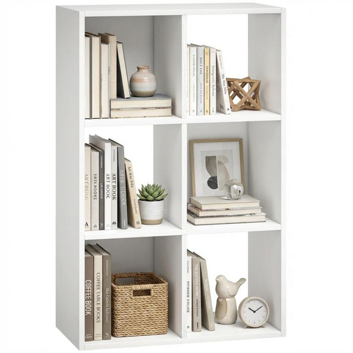 Style Your Space, Store More – 6-Compartment White Bookcase