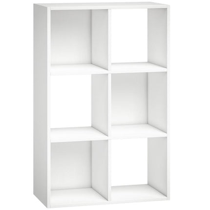Style Your Space, Store More – 6-Compartment White Bookcase