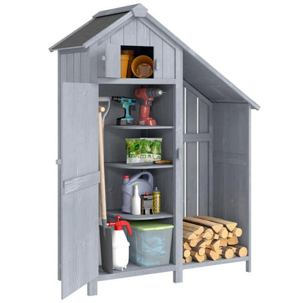 Give Garden Gear a Home – Outdoor Storage Shed with Firewood Rack