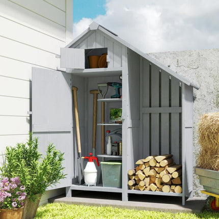 Give Garden Gear a Home – Outdoor Storage Shed with Firewood Rack