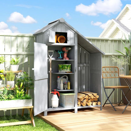 Give Garden Gear a Home – Outdoor Storage Shed with Firewood Rack