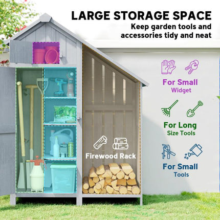 Give Garden Gear a Home – Outdoor Storage Shed with Firewood Rack