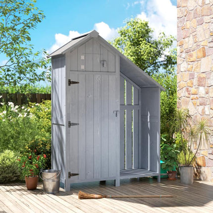 Give Garden Gear a Home – Outdoor Storage Shed with Firewood Rack