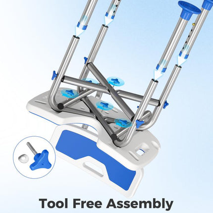 Shower Chair with U-Shaped Cutout, Height Adjustable Bath Bench, Padded Shower Stool for Elderly, Senior, Disabled, Blue