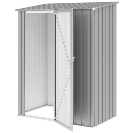 5ft x 3ft Garden Storage Shed, Outdoor Metal Shed with Sloped Roof, Aluminium Grey