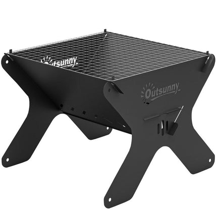2-In-1 Portable BBQ Grill and Camping Fire Pit, Tabletop Charcoal Barbecue Grill with Gripper, Gloves and Carry Bag