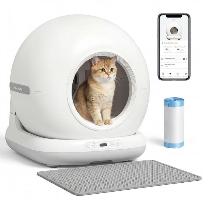 72L Self Cleaning Cat Litter Tray Automatic Cat Litter Box APP Control for Multiple Cats