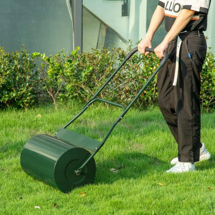 40L Garden Lawn Roller, Water Sand Filled Outdoor Grass Roller, Φ32cm Heavy Duty Metal Lawn Push Rolling Tool for Grass Seeding, Soil Levelling, Green