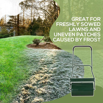 40L Garden Lawn Roller, Water Sand Filled Outdoor Grass Roller, Φ32cm Heavy Duty Metal Lawn Push Rolling Tool for Grass Seeding, Soil Levelling, Green