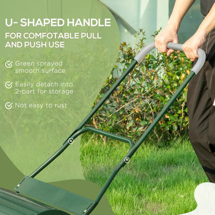 40L Garden Lawn Roller, Water Sand Filled Outdoor Grass Roller, Φ32cm Heavy Duty Metal Lawn Push Rolling Tool for Grass Seeding, Soil Levelling, Green