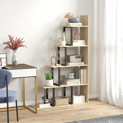 Make the Most of Vertical Space – 5-Tier Oak Ladder Bookcase