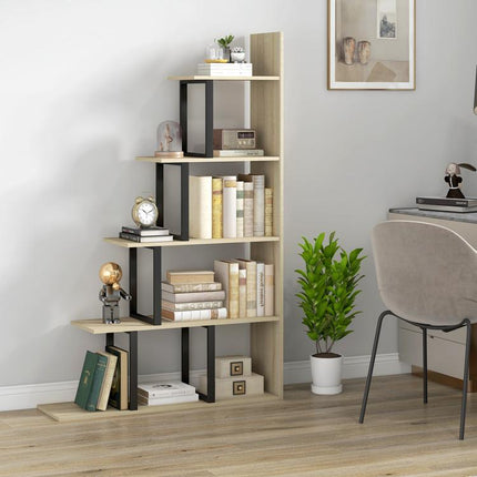 Make the Most of Vertical Space – 5-Tier Oak Ladder Bookcase