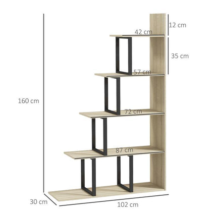 Make the Most of Vertical Space – 5-Tier Oak Ladder Bookcase