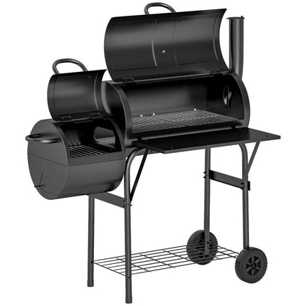 Barbecue Grill Portable Outdoor Charcoal BBQ Grill with Offset Smoker 109 x 60 x 120 cm Black