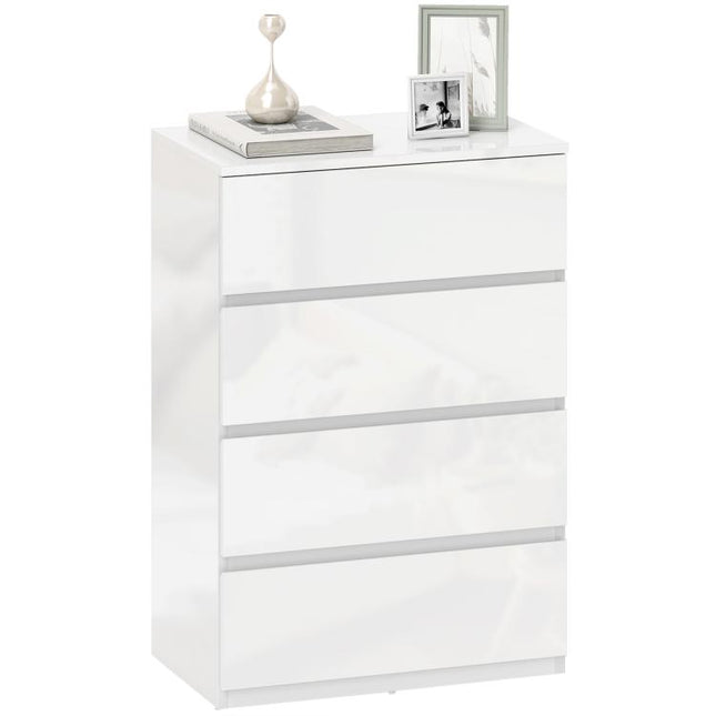 White High-Gloss 4-Drawer Chest of Drawers