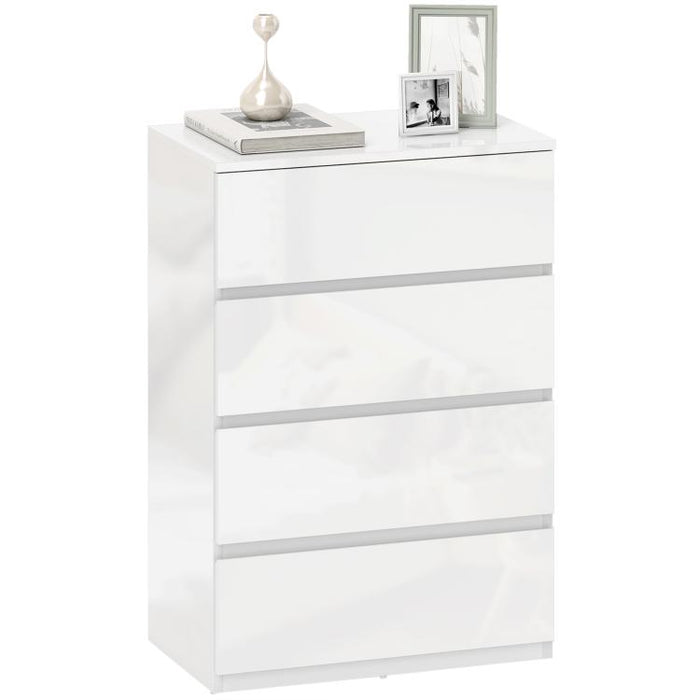 White High-Gloss 4-Drawer Chest of Drawers