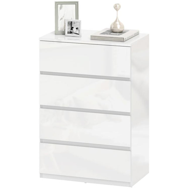 White High-Gloss 4-Drawer Chest of Drawers