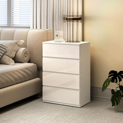 White High-Gloss 4-Drawer Chest of Drawers
