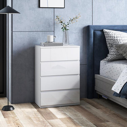 White High-Gloss 4-Drawer Chest of Drawers