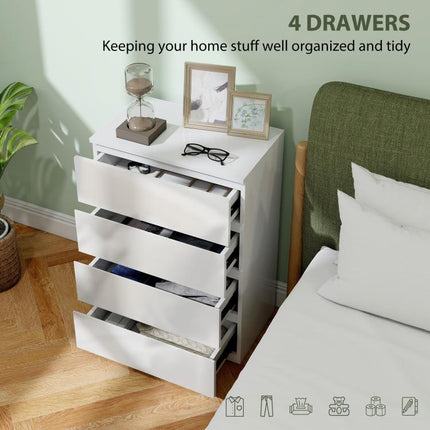 White High-Gloss 4-Drawer Chest of Drawers